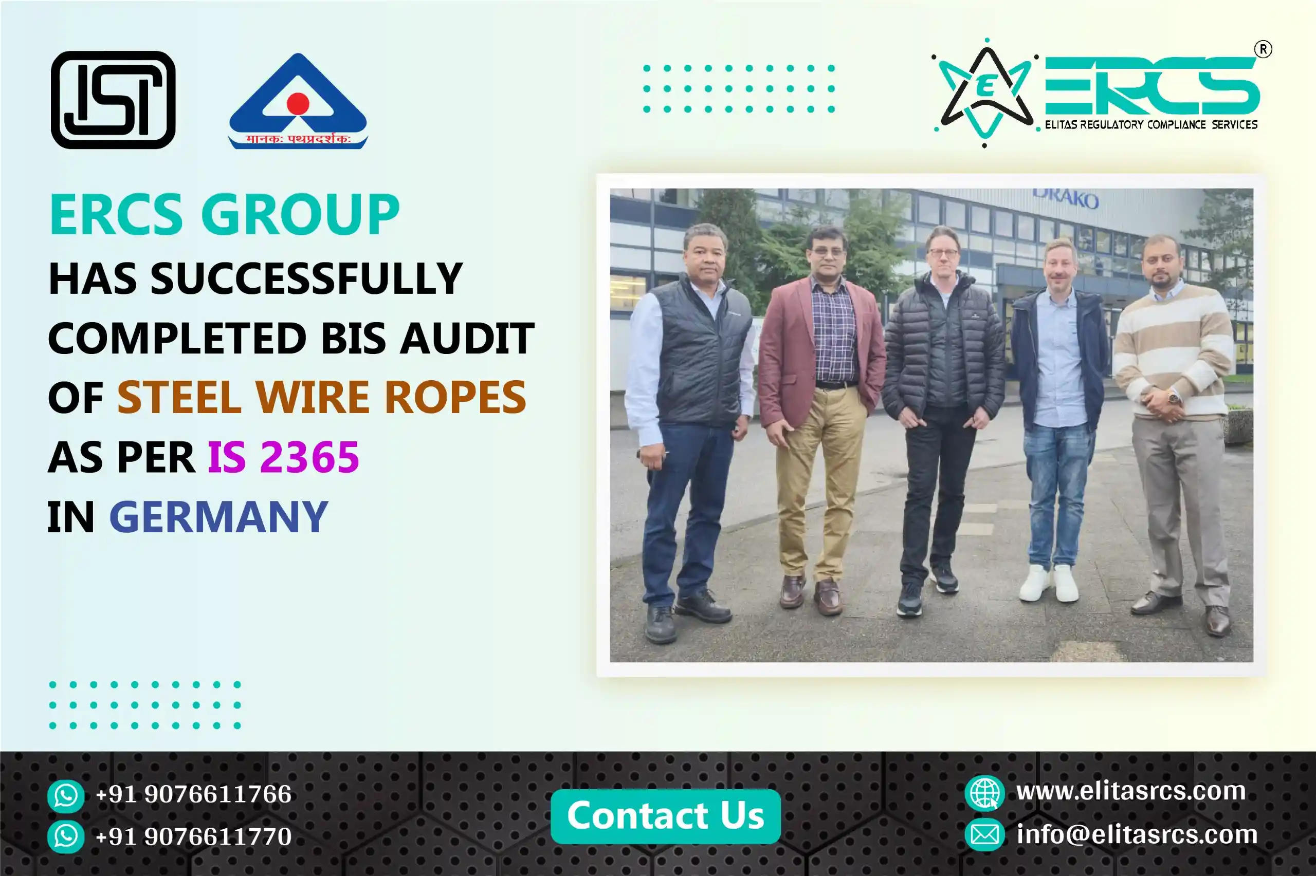 BIS Audit for Steel Wire Rope as per IS 2365 in Germany