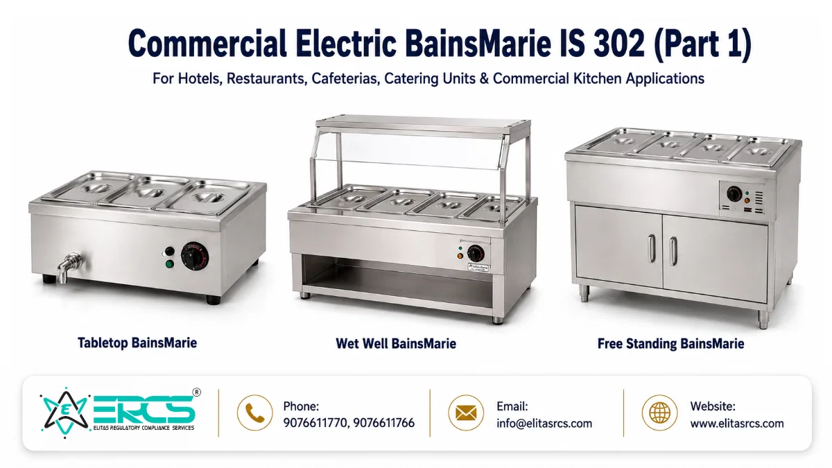 Premium product showcase of commercial electric bain-marie appliances under IS 302 Part 1, featuring tabletop, wet-well and freestanding stainless-steel model