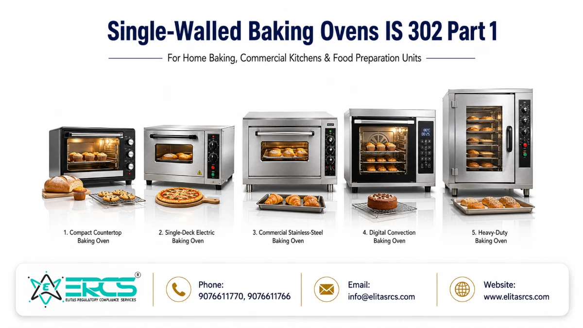 Single-walled electric baking ovens under IS 302 Part 1 for bakeries, restaurants and commercial kitchens.